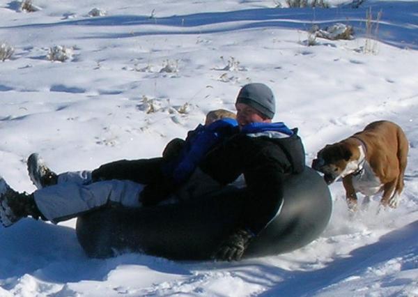 Zues didn&#039;t like the tube at all.  We&#039;ve got one of the best tubing hills right behined my house, its great.....