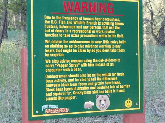 Bear Warning Sign