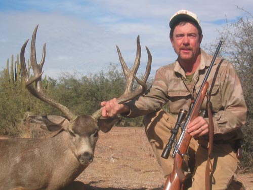 Desert muley deer hunted in Sonora Mexico by Mark Jones, outfitter Ubaldo Lopez and Jim Shockey