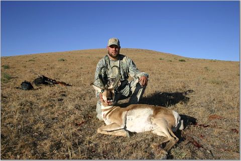 John Sieben with a Northern Nevada antelope. Shot with a .243 Aug 28, 2004. Taken an a hour into the season.